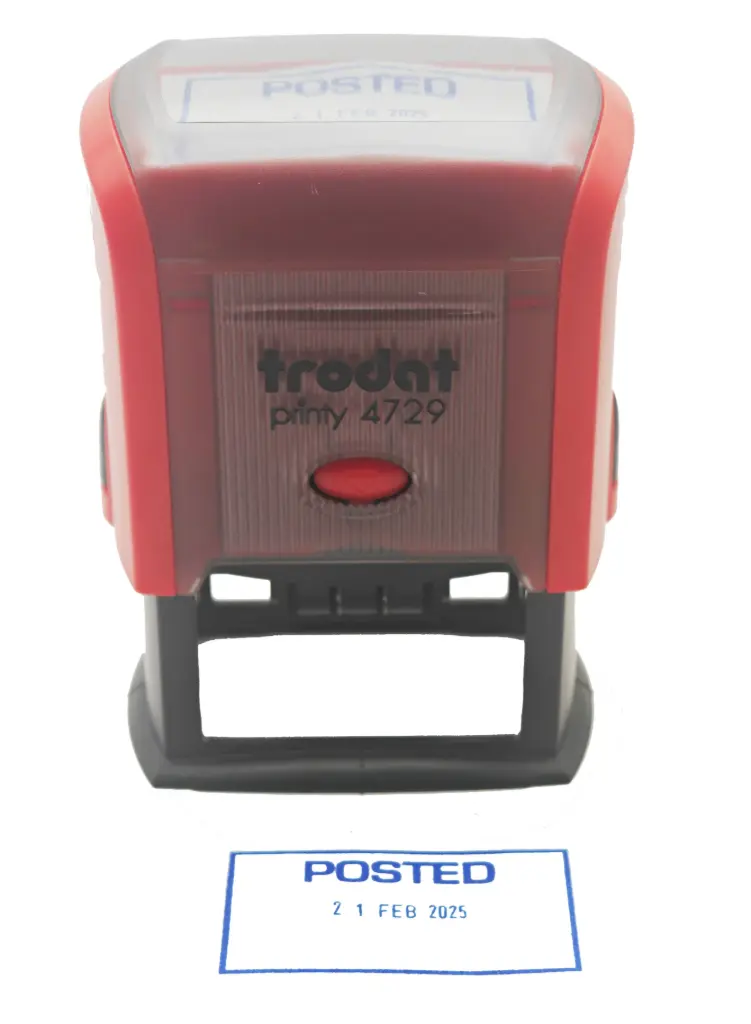 Trodat 4729 Self-Inking Dater Stamp Size: Approx. 1 3/16" x 2"