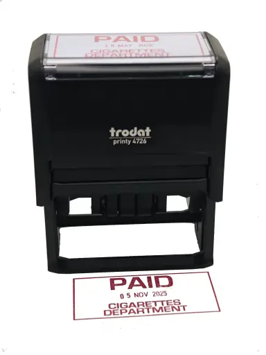 Trodat 4726 Self Inking Dater Stamp Size: Approx. 1 1/2" x 3"